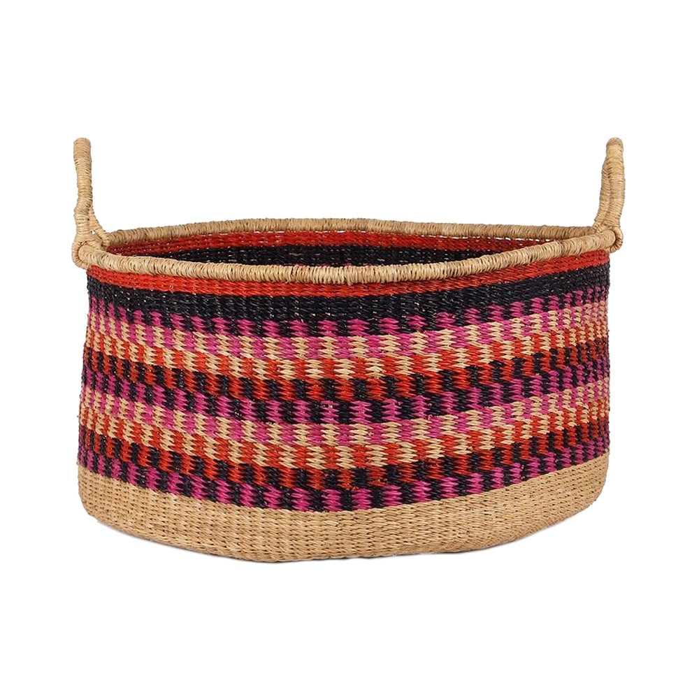 Ohene Floor Storage Basket - Pink, Orange and Black