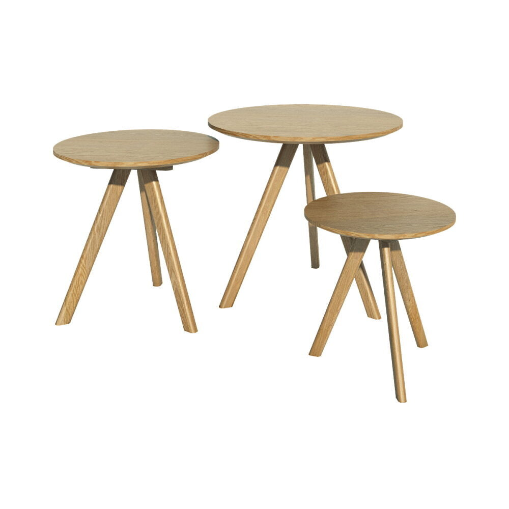 skara oak round nest of tables