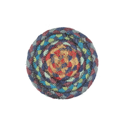 set of 6 jute coasters carnival blue