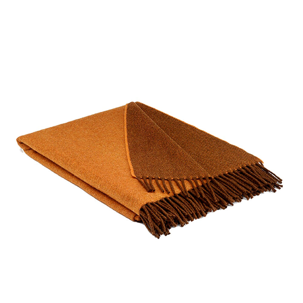 Merino Wool Throw - Chocolate Orange Reversible