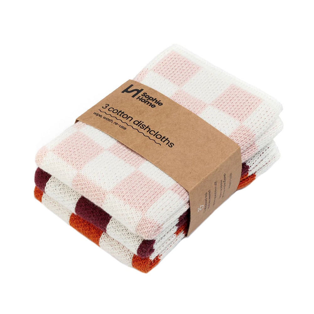 Set of 3 Cotton Dish Cloths - Various Colours