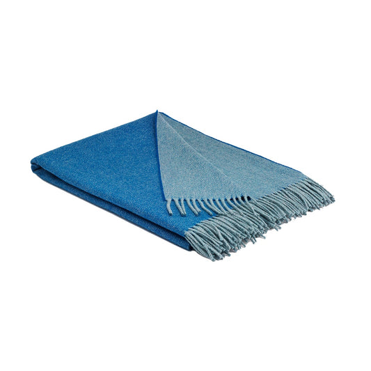 Merino Wool Throw - Cobalt Reversible