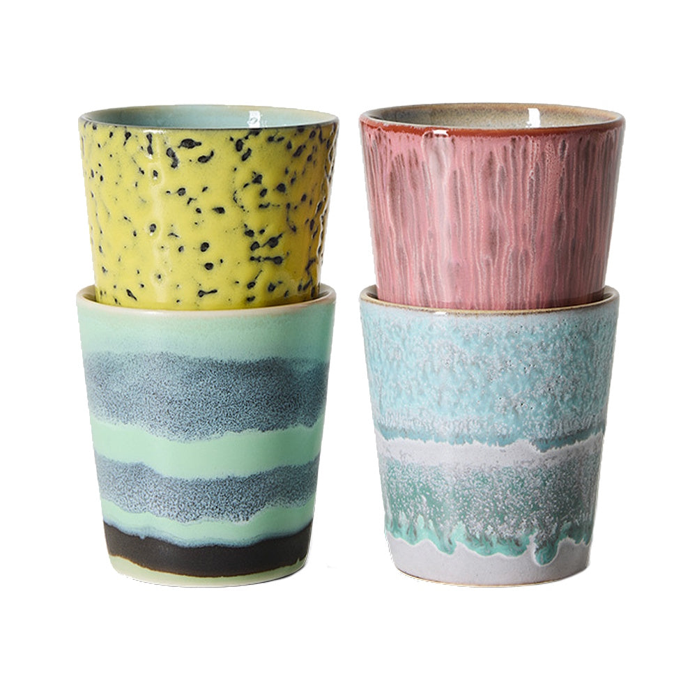 HK living coffee mugs set of 4 artistic