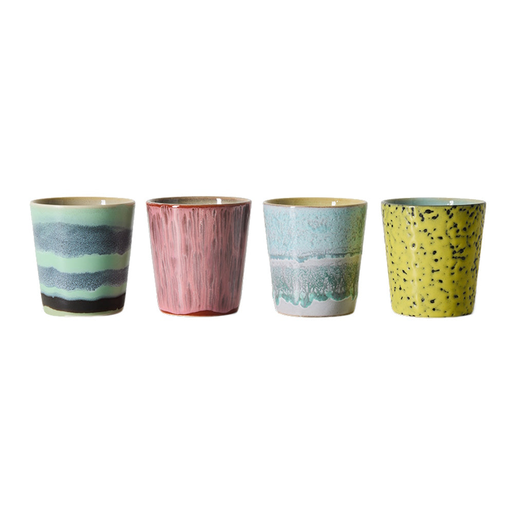 HK living coffee mugs set of 4 artistic