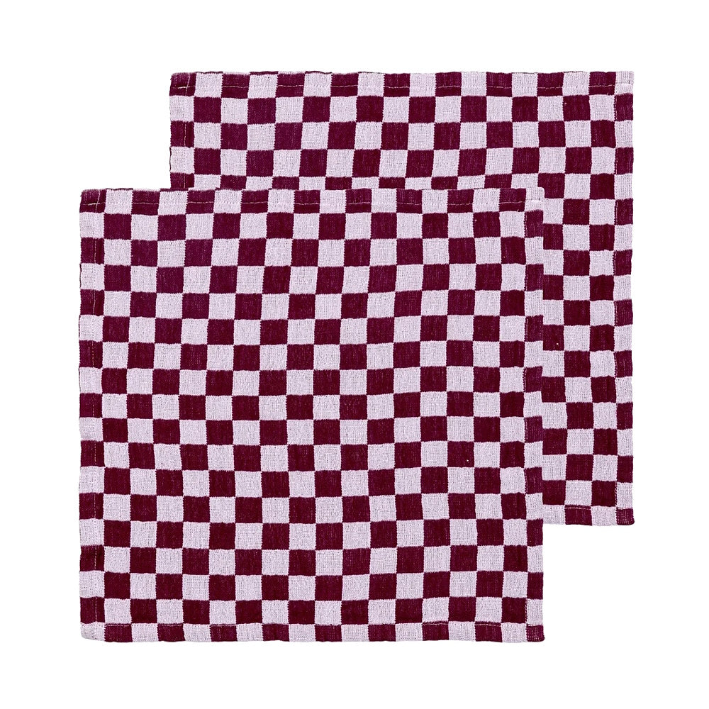 sophie home check cotton napkins burgundy