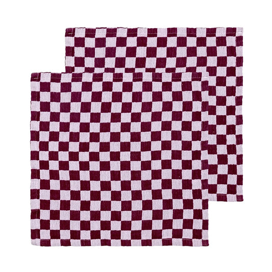 sophie home check cotton napkins burgundy