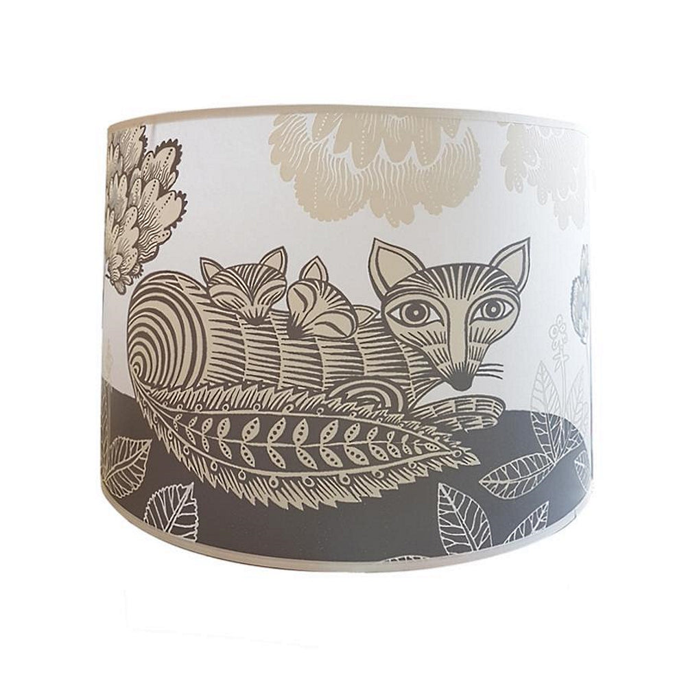 fox & cubs lamp shade cream grey