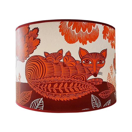 fox & cubs lamp shade orange plum