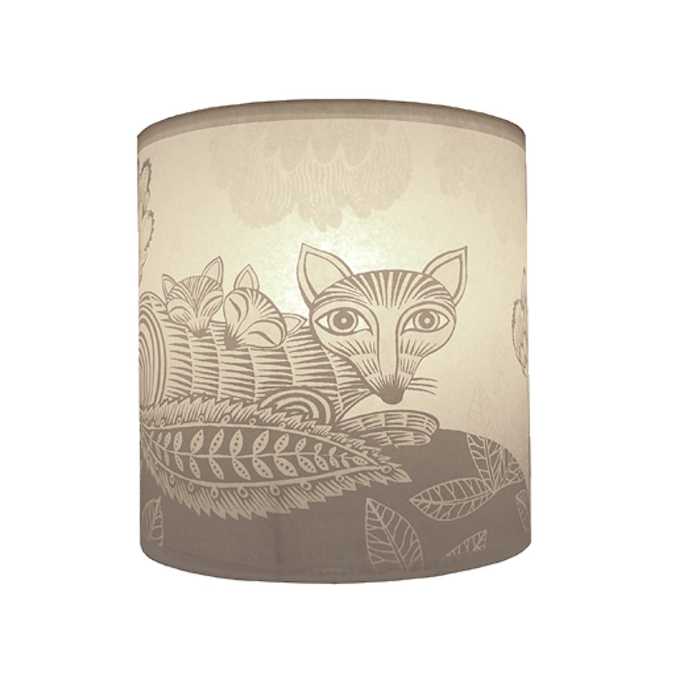 fox & cubs lamp shade cream grey