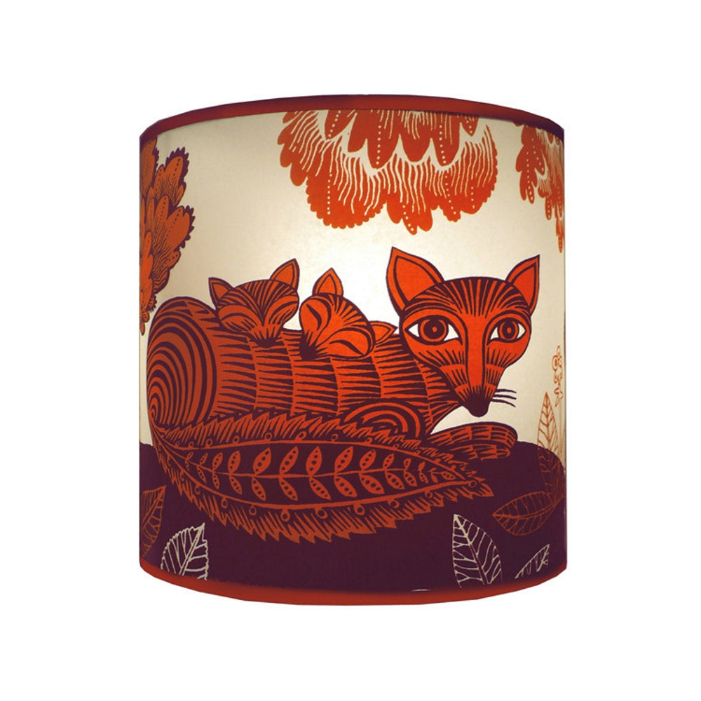 fox & cubs lamp shade orange plum