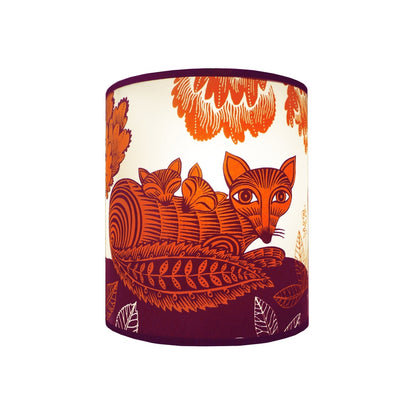 fox & cubs lamp shade orange plum