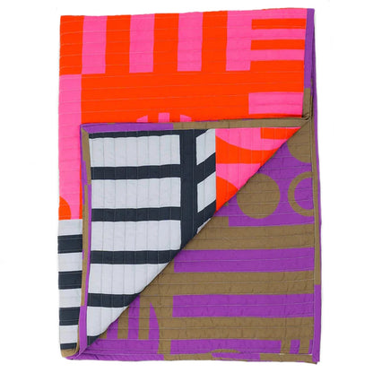 Reversible Quilted Throw - Hot Grape