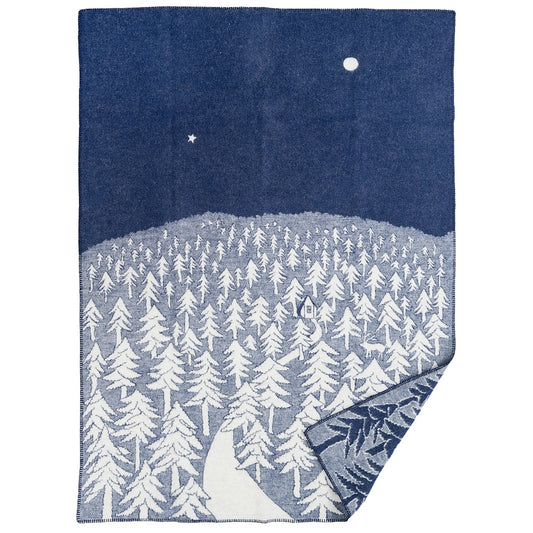 house in the forest blanket blue