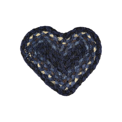 heart coaster jute indigo