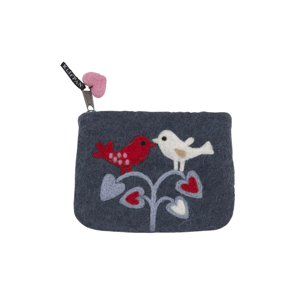 felted wool purse lovebirds