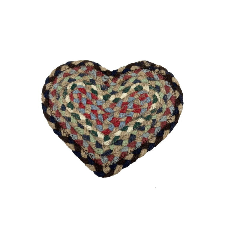 heart coaster jute misty blue