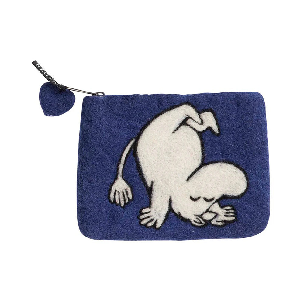 felted wool purse with tumbling moomin