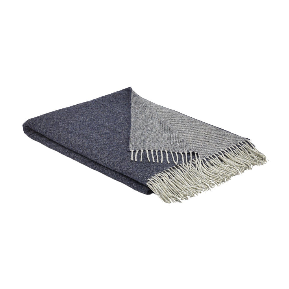 Merino Wool Throw - Navy/Apple Reversible