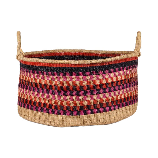 Ohene Floor Storage Basket - Pink, Orange and Black