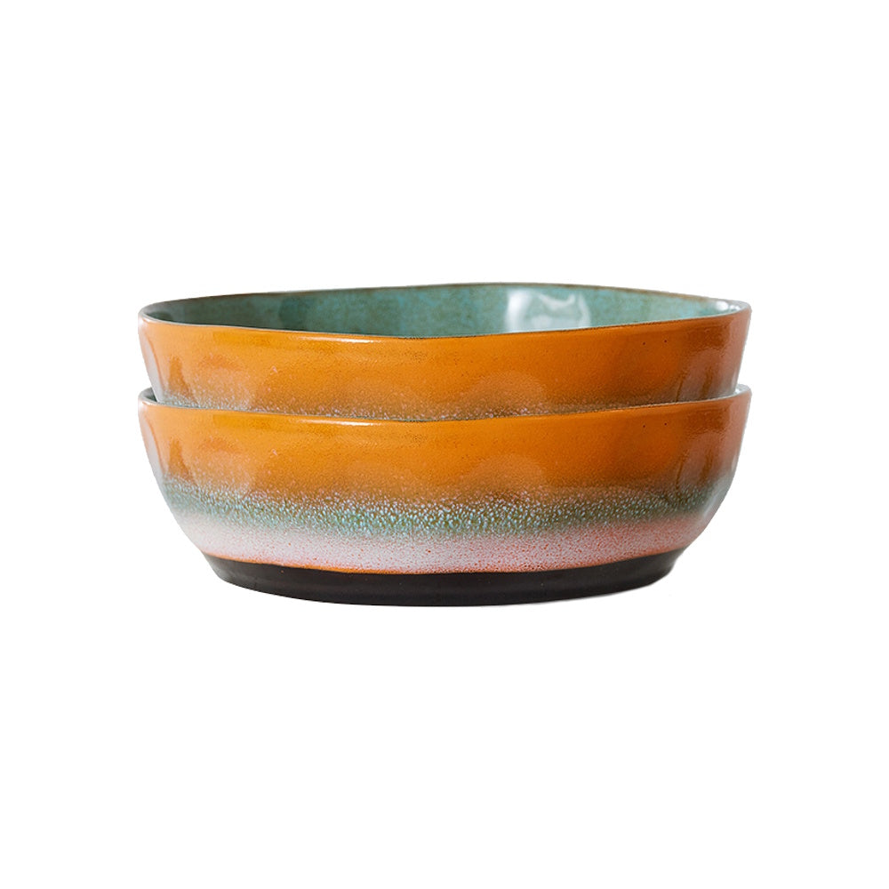HKLIVING 70s Ceramics: Pasta Bowls - 'Golden Hour' (set of 2)