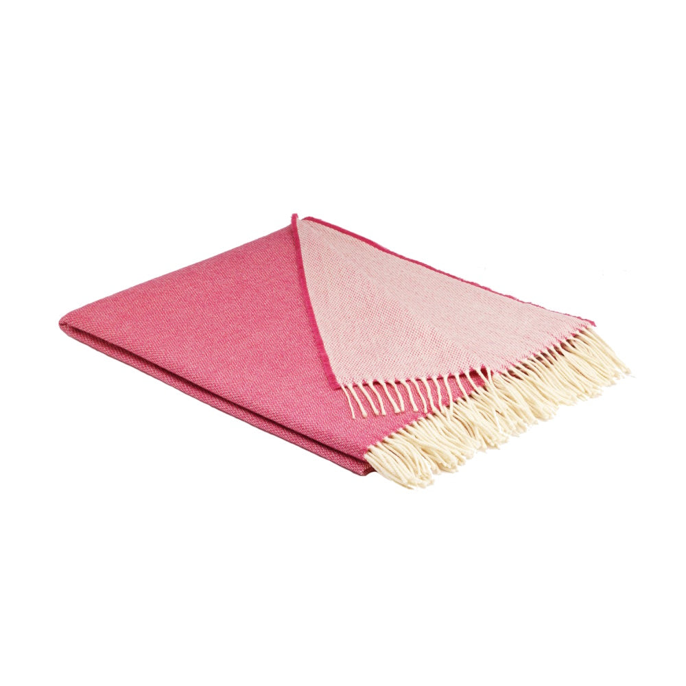 Merino Wool Throw - Raspberry Rose Reversible