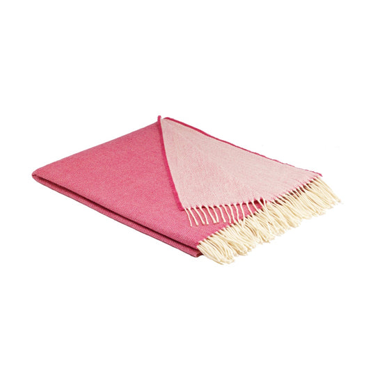 Merino Wool Throw - Raspberry Rose Reversible