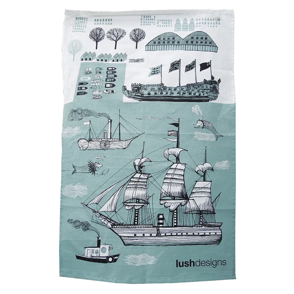lush designs ship tea towel