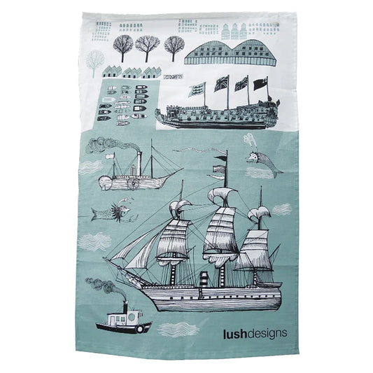 lush designs ship tea towel