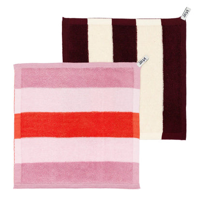 Striped Terry Towelling Face Cloth 2 pack - Pink