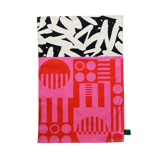 organic cotton tea towel hot pink