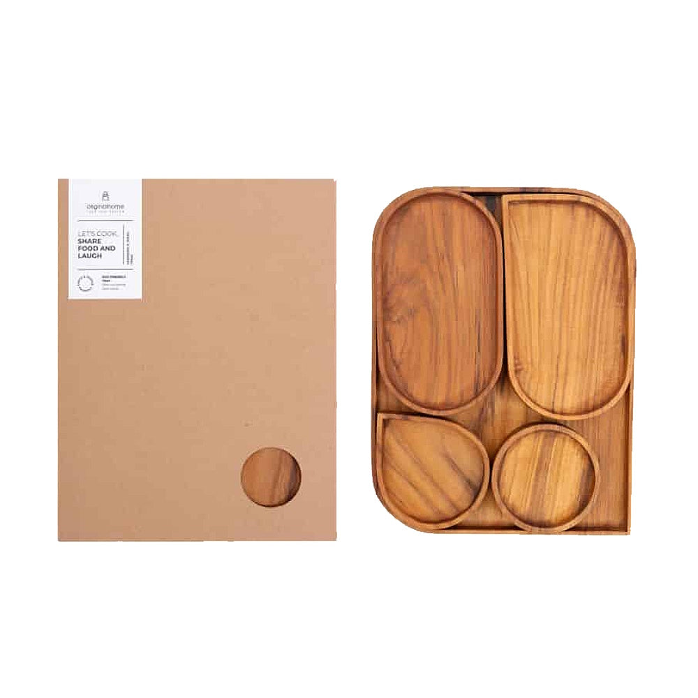 originalhome bubble serving tray set of 5 teak