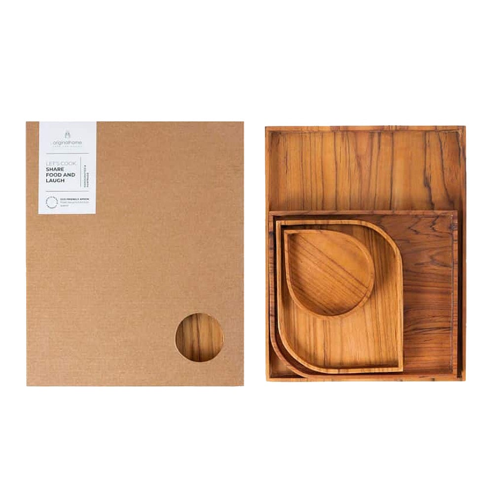 originalhome ratio serving tray set of 5 teak