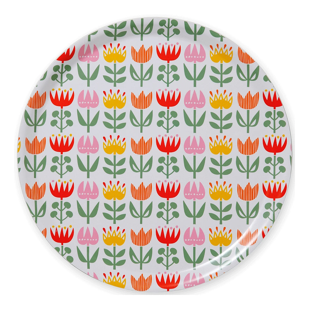 38cm round tray tulip red