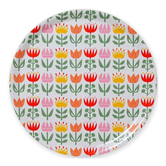 38cm round tray tulip red