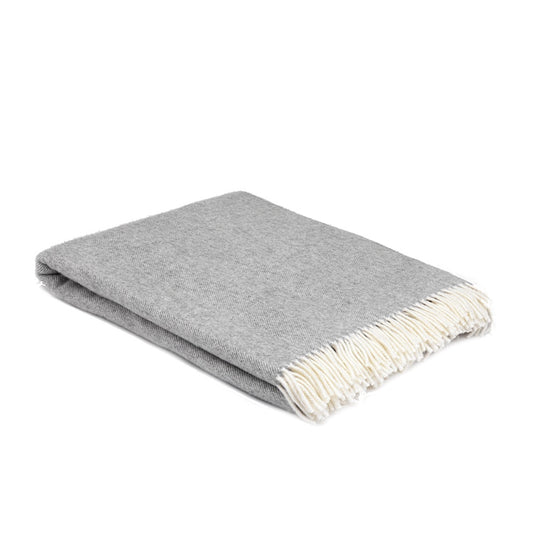 Merino Wool Throw - Uniform Grey Herringbone