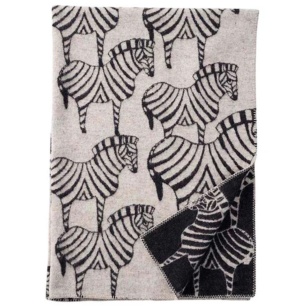 zebra lambswool blanket grey